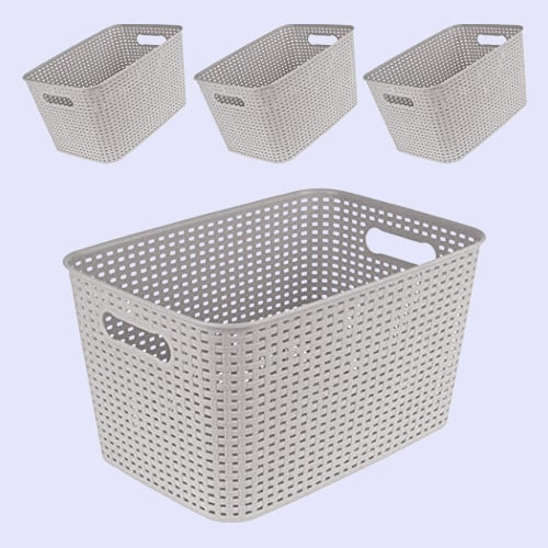 Plastic Storage Basket - Kitchen Office Pantry Organizer Bins