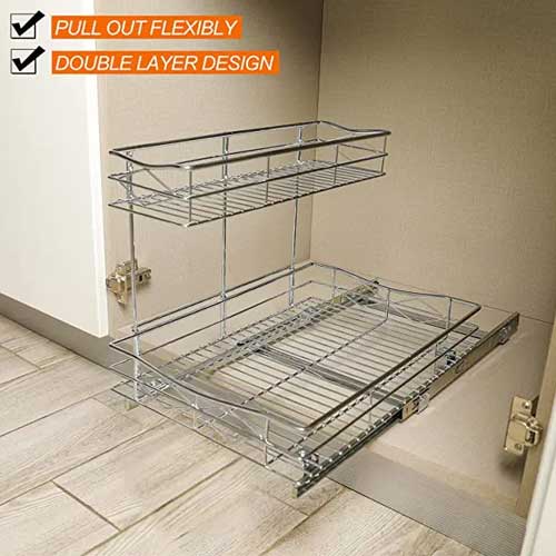 11.5 in. 2-Tier Pull-Out Wood Cabinet Organizer